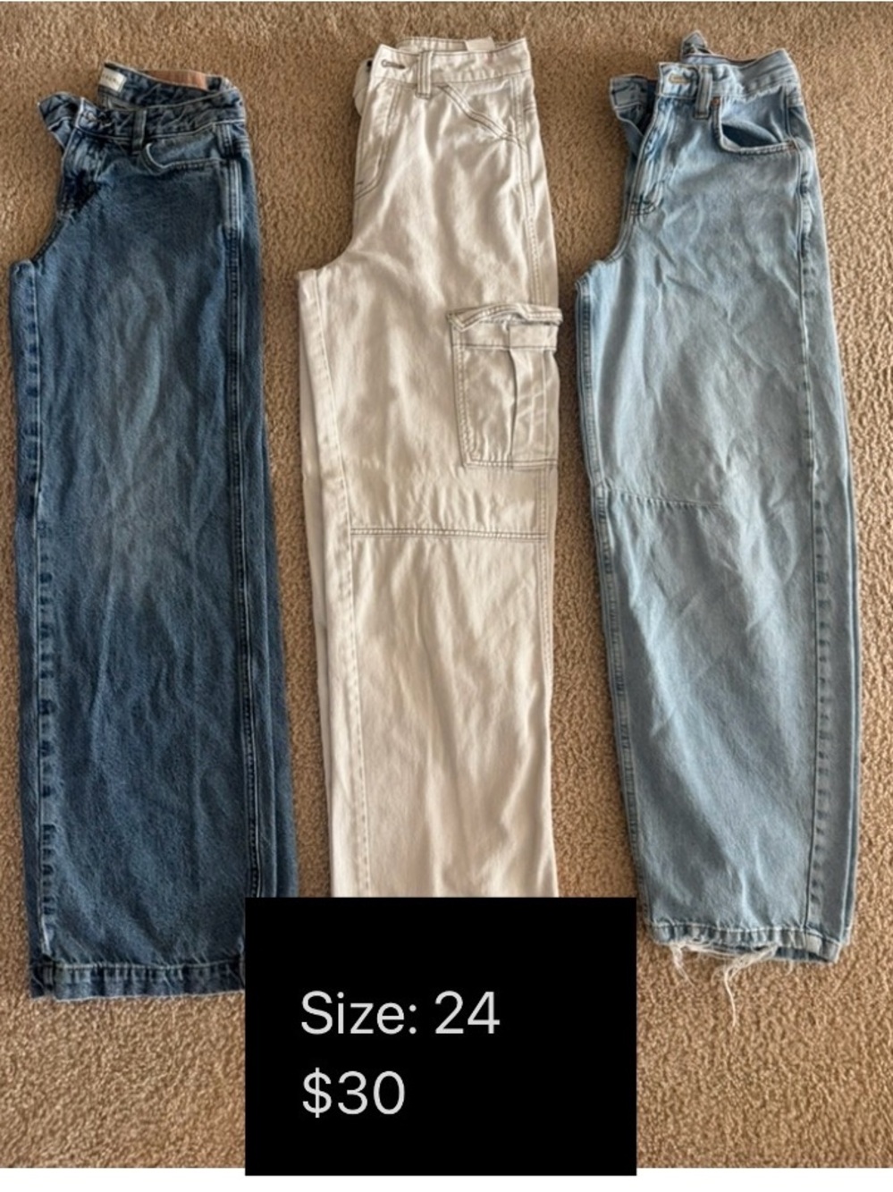 Women’s White Cargo Jeans - Size 24
